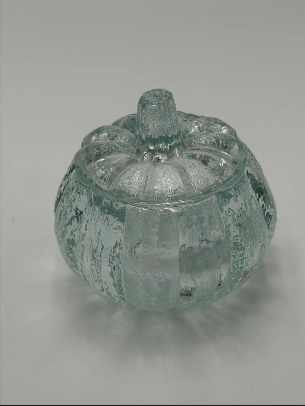 Heavy Glass Vintage Homco Textured
Pumpkin Trinket Box